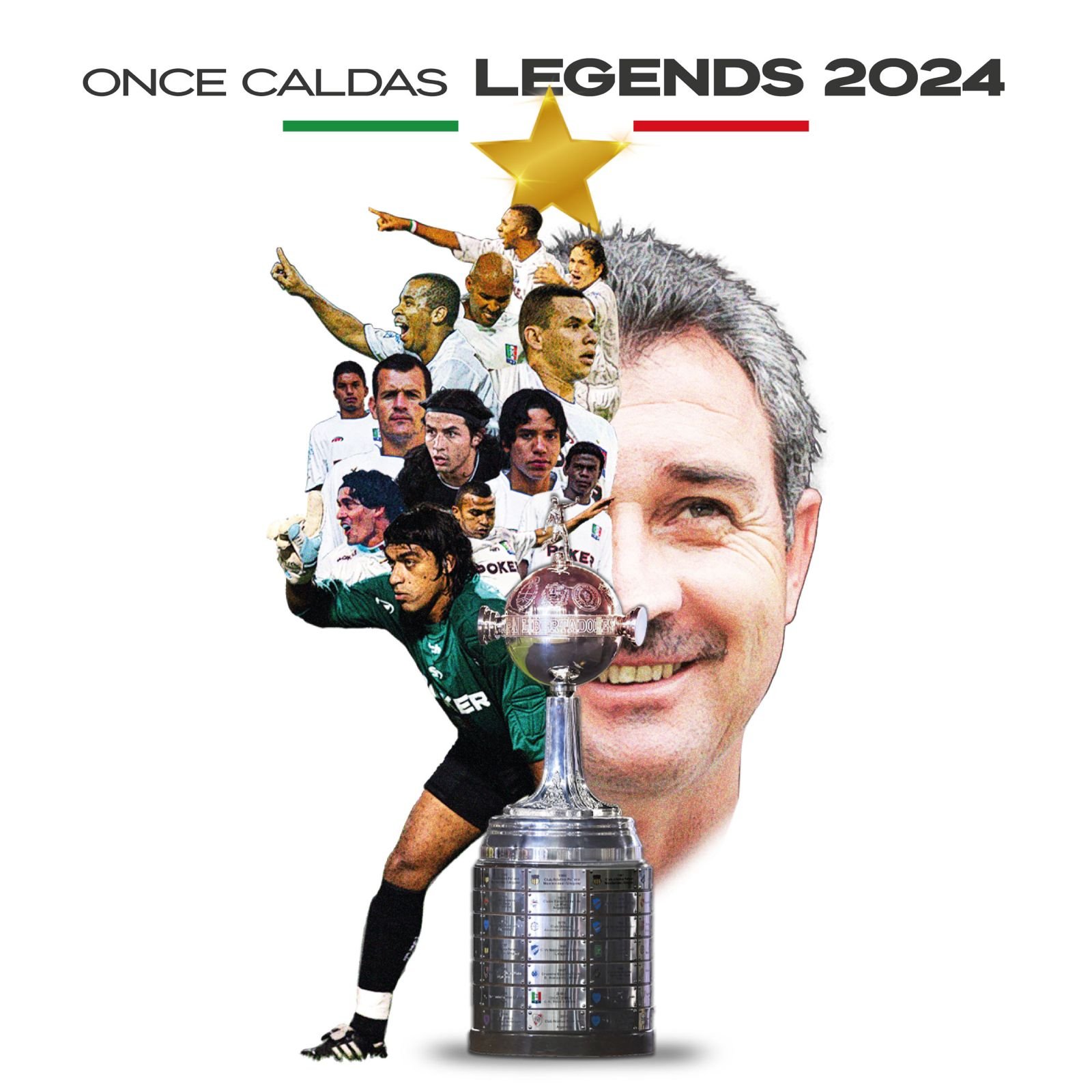 Once Caldas — Legends, composición con jugadores y trofeo