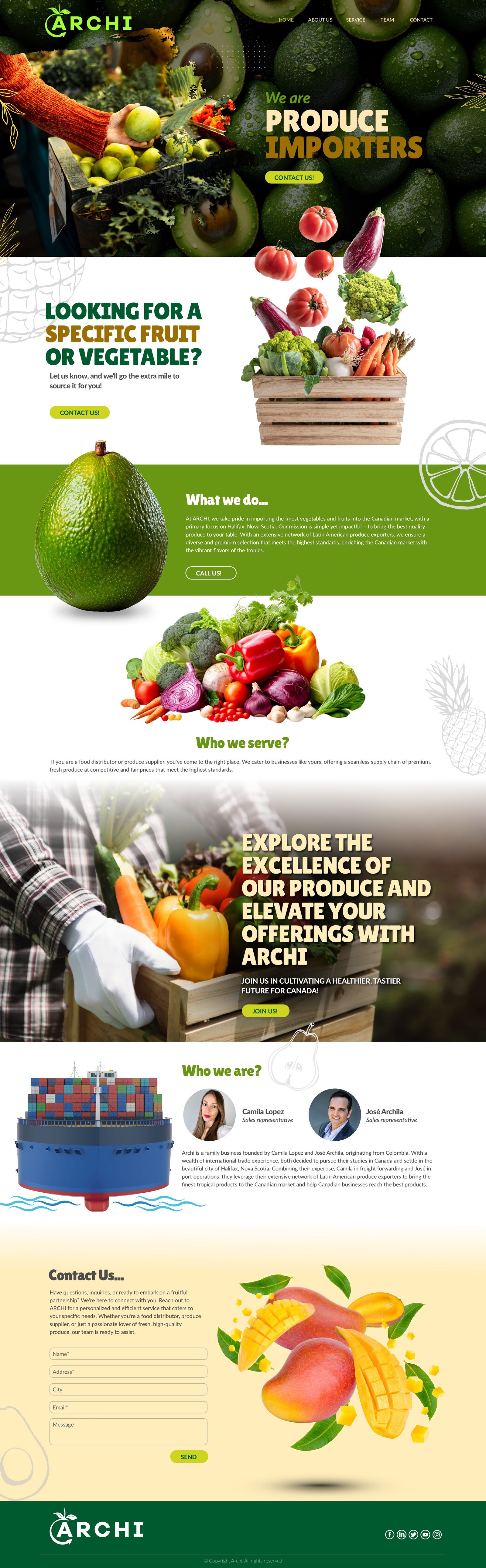 ARCHI — diseño completo del sitio web para importadora de frutas y vegetales